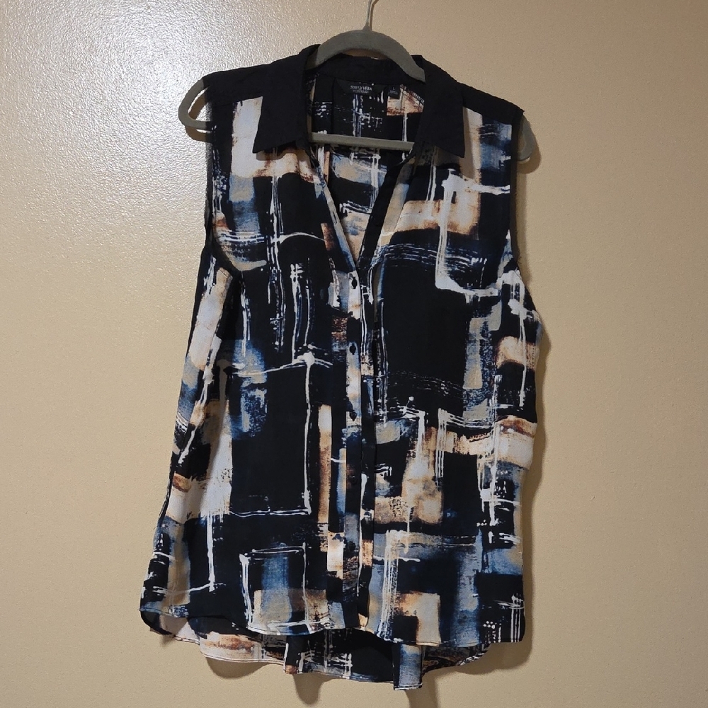 Simply Vera Vera Wang Black and White Graphic Sleeveless Blouse